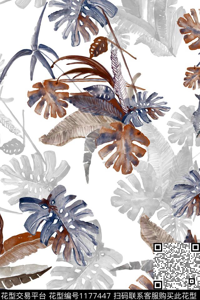 水彩绘画热带华亿平台数码印花华亿平台下载（图片编号: 1177447） - 瓦栏（Walan）