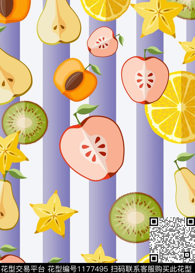 几何水果卡通数码印花华亿平台下载（图片编号: 1177495） - 瓦栏（Walan）
