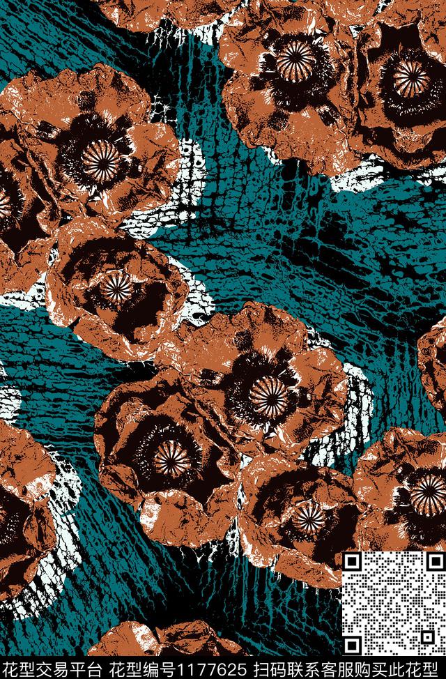 抽象花卉传统华亿平台传统印花华亿平台下载（图片编号: 1177625） - 瓦栏（Walan）