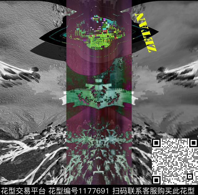 3D立体中国风星空数码印花华亿平台下载（图片编号: 1177691） - 瓦栏（Walan）