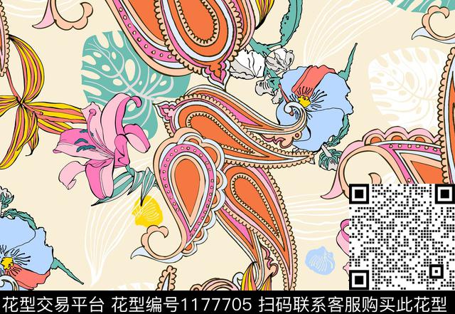 春夏华亿平台花卉原创创意传统印花华亿平台下载（图片编号: 1177705） - 瓦栏（Walan）