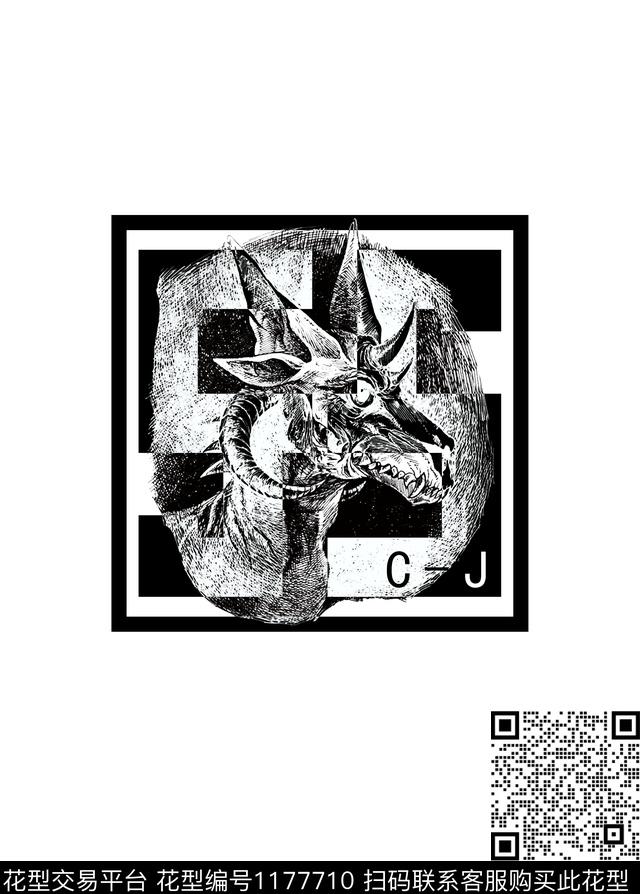 动物原创创意胸前独幅数码印花华亿平台下载（图片编号: 1177710） - 瓦栏（Walan）