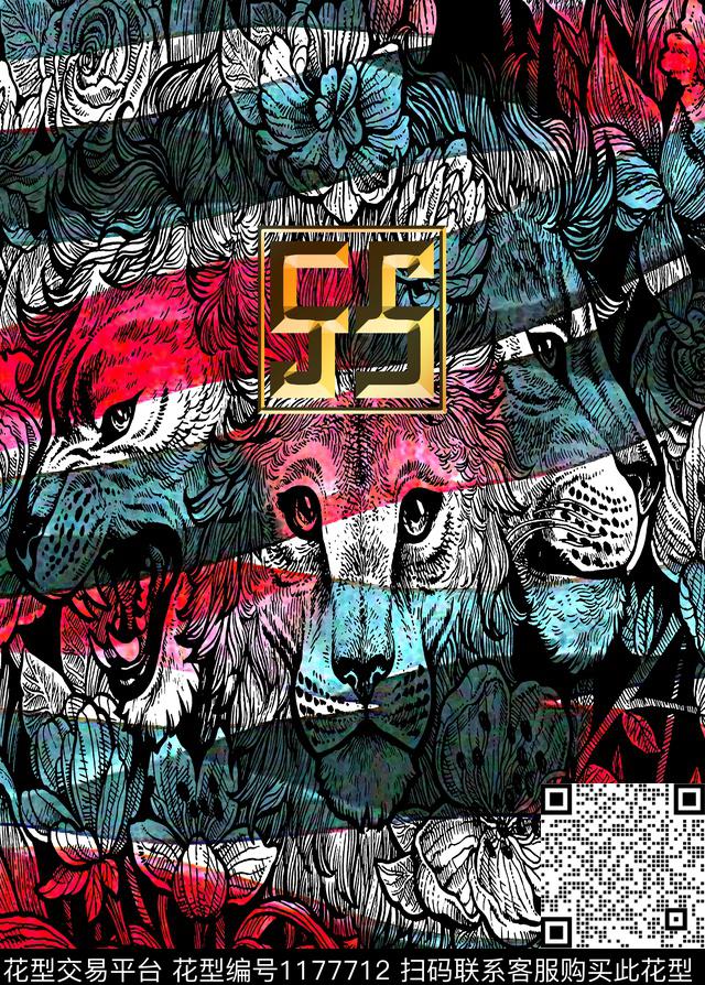 动物原创创意胸前独幅数码印花华亿平台下载（图片编号: 1177712） - 瓦栏（Walan）