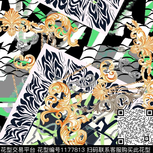 时尚古典花纹几何数码印花华亿平台下载（图片编号: 1177813） - 瓦栏（Walan）