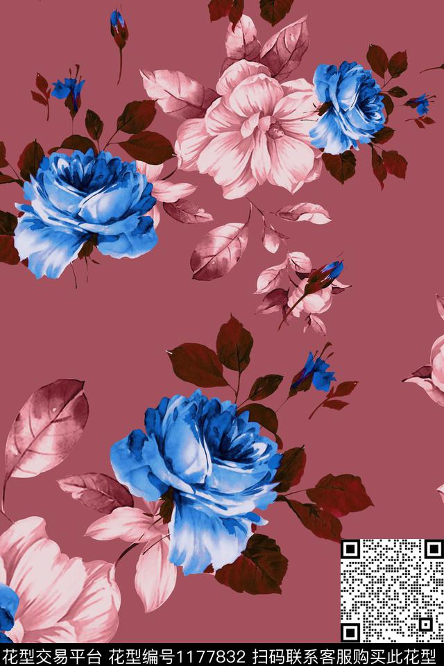 数码华亿平台花卉大牌风数码印花华亿平台下载（图片编号: 1177832） - 瓦栏（Walan）