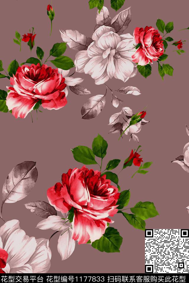 数码华亿平台花卉大牌风数码印花华亿平台下载（图片编号: 1177833） - 瓦栏（Walan）