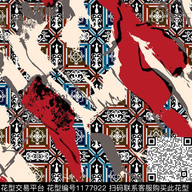 几何迷彩原创创意传统印花华亿平台下载（图片编号: 1177922） - 瓦栏（Walan）