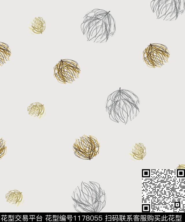 线条画手绘趣味数码印花华亿平台下载（图片编号: 1178055） - 瓦栏（Walan）