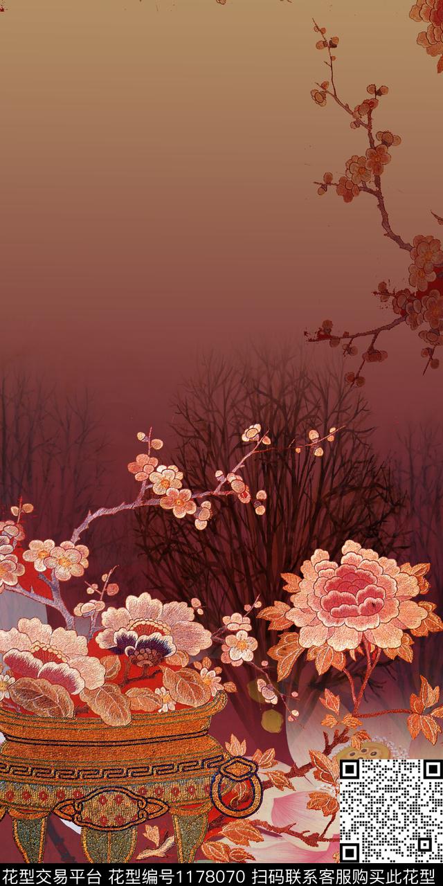 数码华亿平台大牌风定位花数码印花华亿平台下载（图片编号: 1178070） - 瓦栏（Walan）