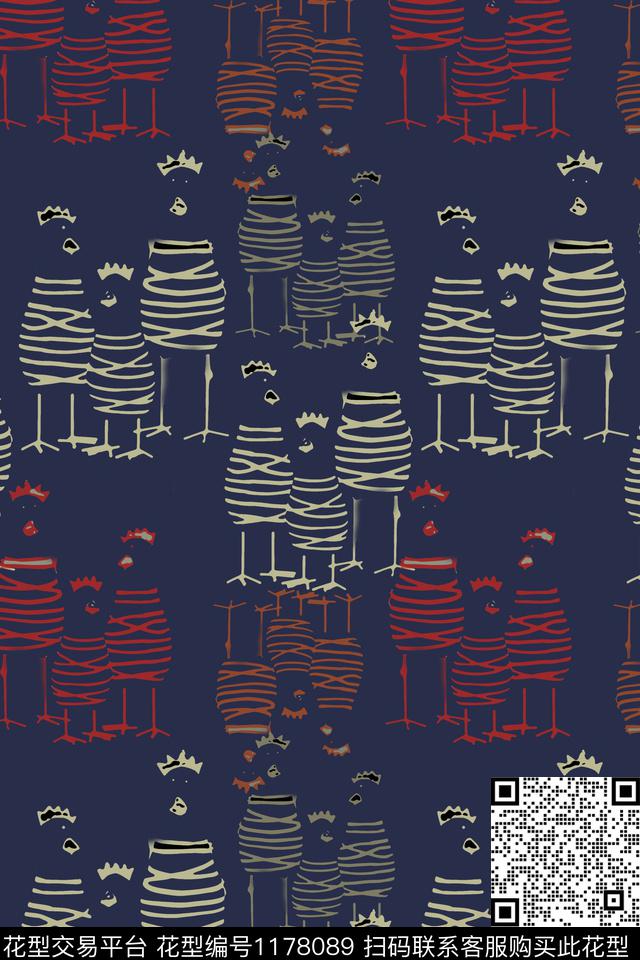 鸟昆虫图案乡村生活鸡公传统印花华亿平台下载（图片编号: 1178089） - 瓦栏（Walan）