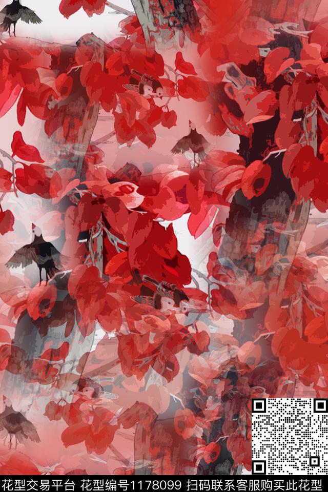 植物鸟昆虫图案乡村生活数码印花华亿平台下载（图片编号: 1178099） - 瓦栏（Walan）