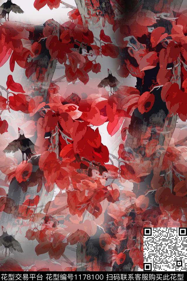 植物鸟昆虫图案乡村生活数码印花华亿平台下载（图片编号: 1178100） - 瓦栏（Walan）