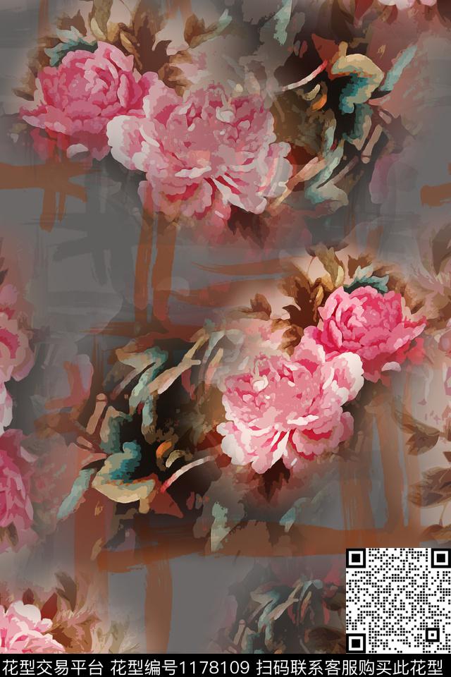 植物手绘线条笔触乡村生活数码印花华亿平台下载（图片编号: 1178109） - 瓦栏（Walan）