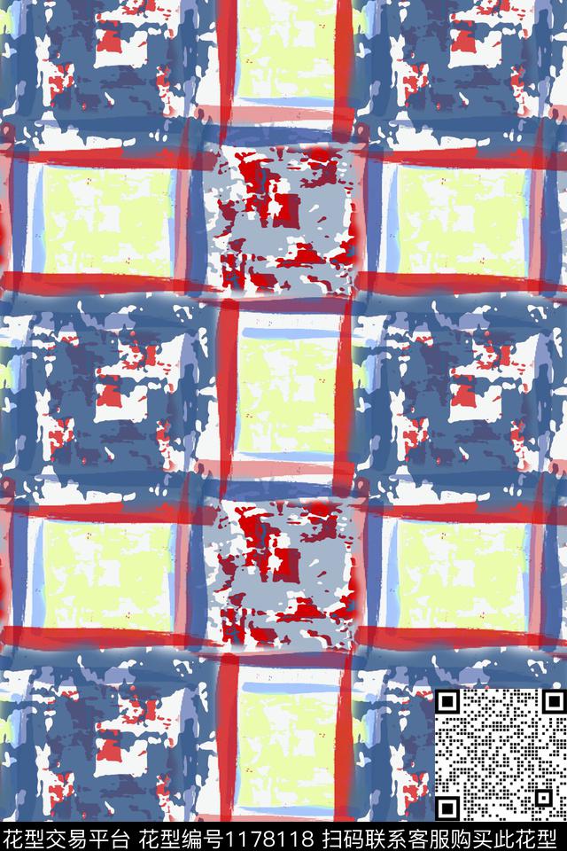 几何格子图案抽象数码印花华亿平台下载（图片编号: 1178118） - 瓦栏（Walan）