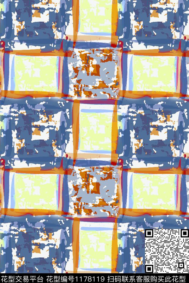 几何格子图案抽象数码印花华亿平台下载（图片编号: 1178119） - 瓦栏（Walan）