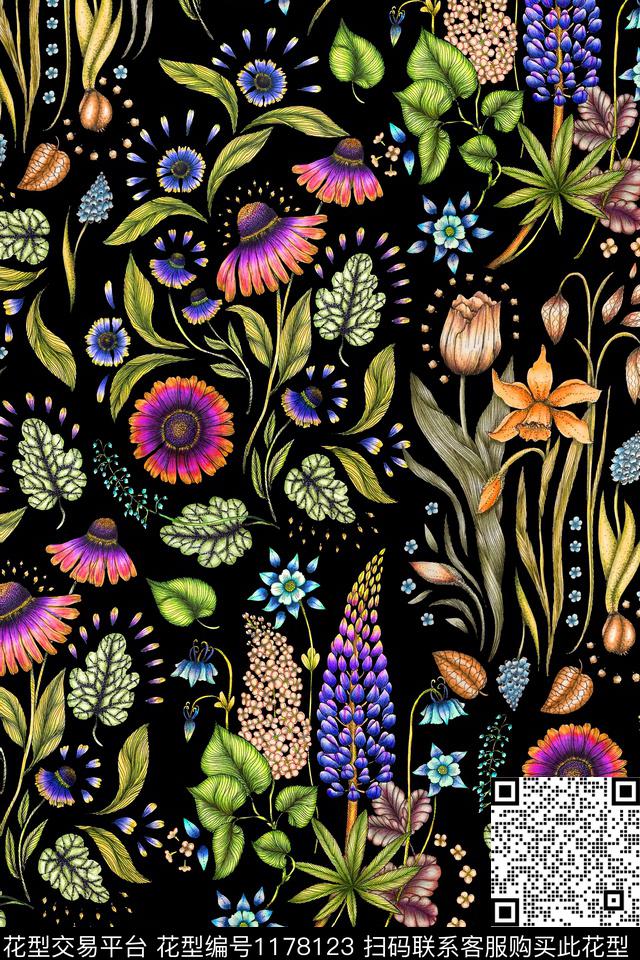 花卉小碎花大牌风数码印花华亿平台下载（图片编号: 1178123） - 瓦栏（Walan）