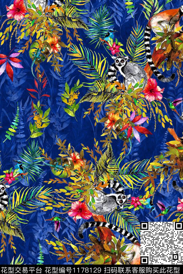 水彩花卉绿植树叶数码印花华亿平台下载（图片编号: 1178129） - 瓦栏（Walan）