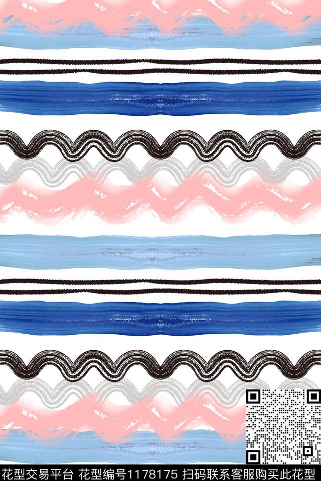 春夏华亿平台几何条纹传统印花华亿平台下载（图片编号: 1178175） - 瓦栏（Walan）