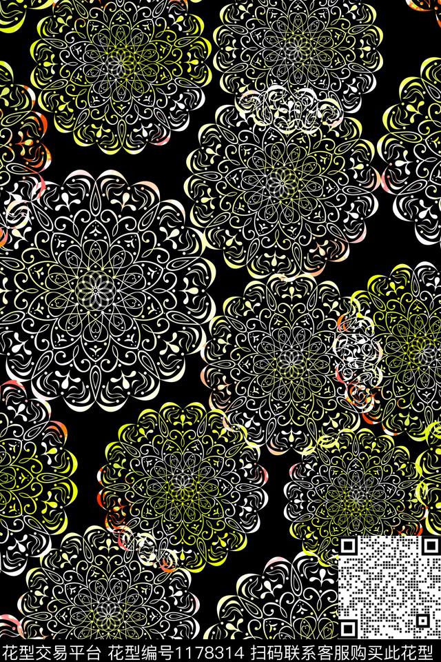 女装几何圆形传统印花华亿平台下载（图片编号: 1178314） - 瓦栏（Walan）