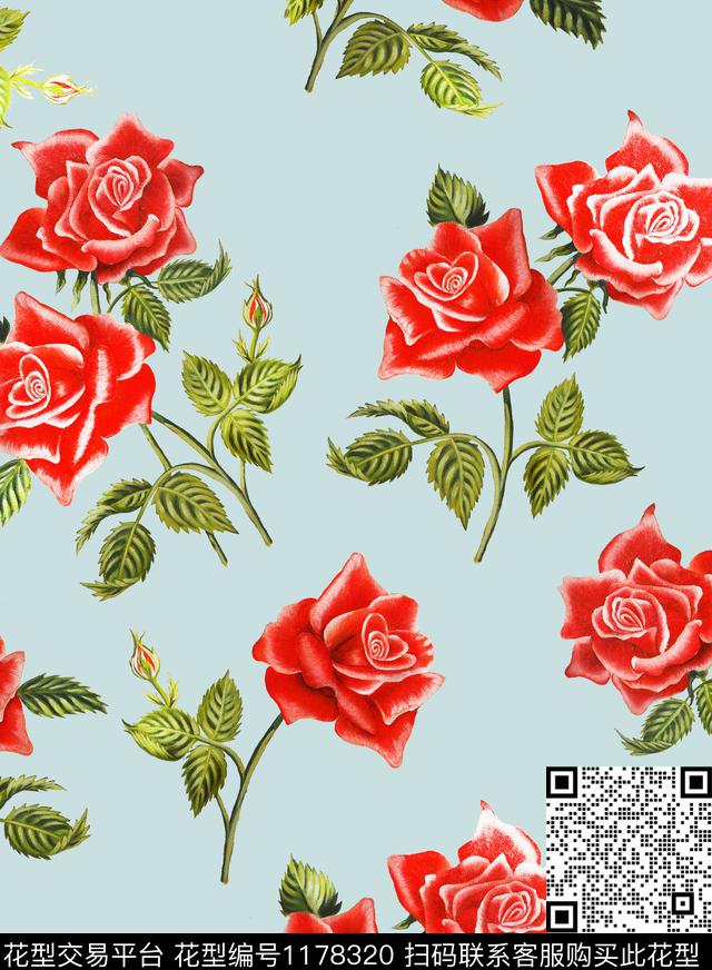 清爽底花卉温室花卉花卉数码印花华亿平台下载（图片编号: 1178320） - 瓦栏（Walan）