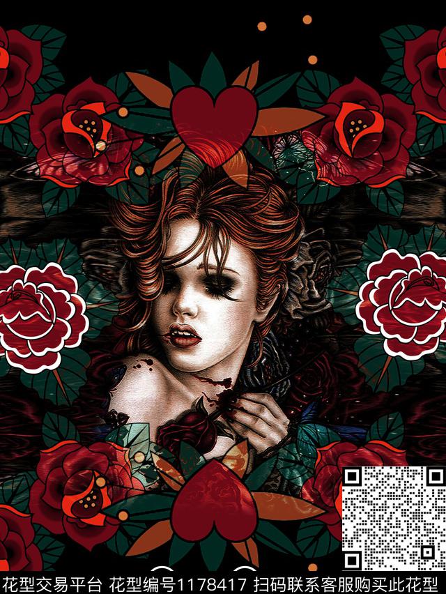 人物玫瑰花男T数码印花华亿平台下载（图片编号: 1178417） - 瓦栏（Walan）