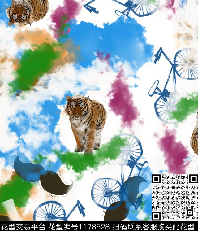 男装抽象动物数码印花华亿平台下载（图片编号: 1178528） - 瓦栏（Walan）