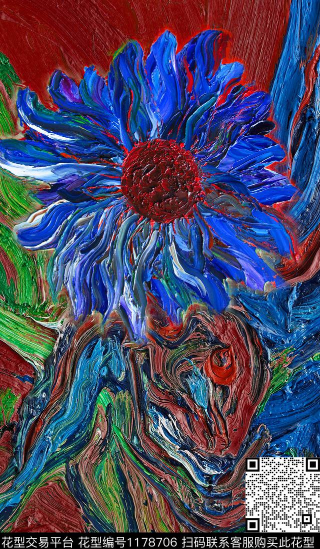 花卉肌理油画华亿平台数码印花华亿平台下载（图片编号: 1178706） - 瓦栏（Walan）