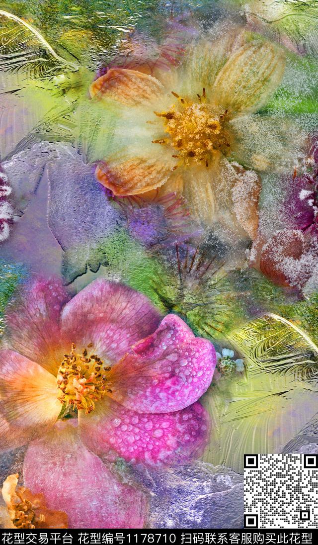 花卉肌理冰数码印花华亿平台下载（图片编号: 1178710） - 瓦栏（Walan）