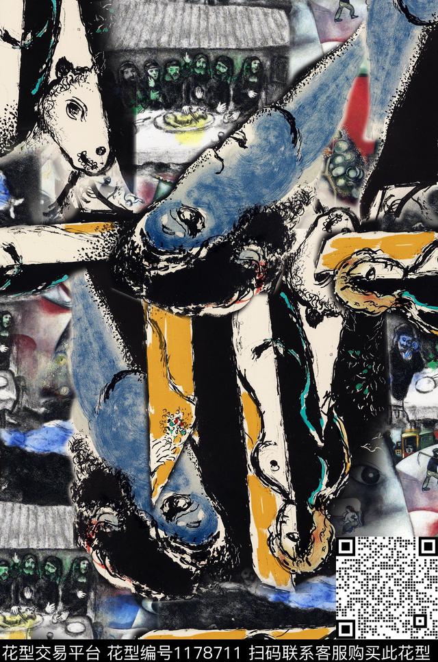 抽象人物动物数码印花华亿平台下载（图片编号: 1178711） - 瓦栏（Walan）