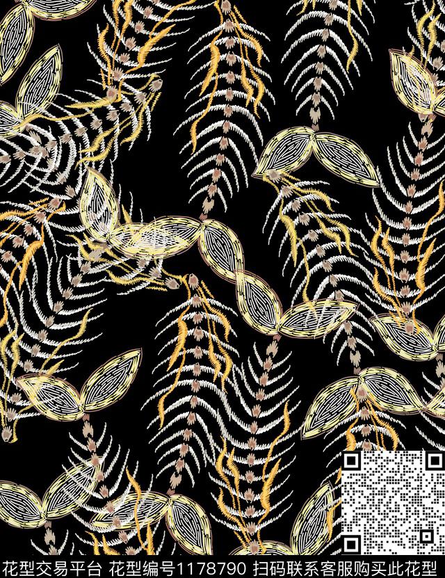 数码华亿平台抽象花卉数码印花华亿平台下载（图片编号: 1178790） - 瓦栏（Walan）