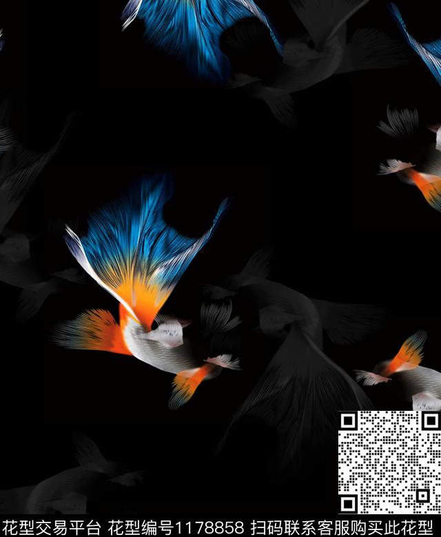 鱼鱼类漂亮数码印花华亿平台下载（图片编号: 1178858） - 瓦栏（Walan）