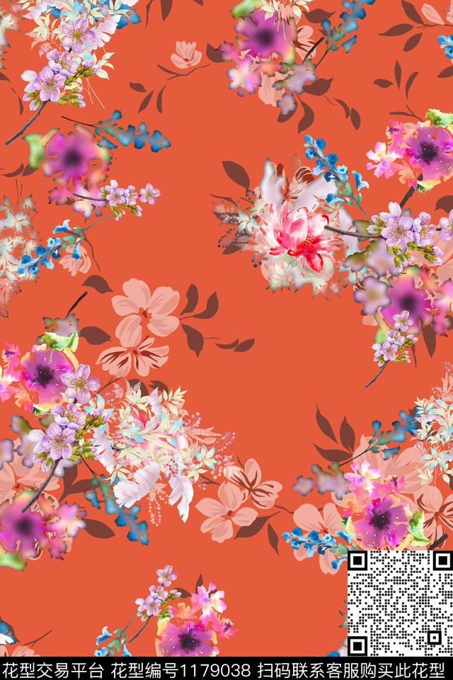 数码华亿平台花卉满版散花数码印花华亿平台下载（图片编号: 1179038） - 瓦栏（Walan）