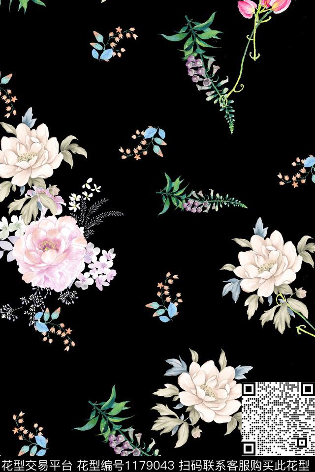 数码华亿平台花卉满版散花数码印花华亿平台下载（图片编号: 1179043） - 瓦栏（Walan）