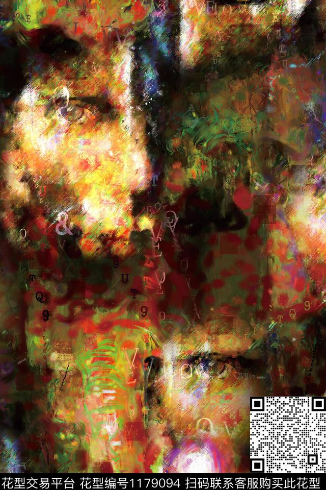 字母抽象人物数码印花华亿平台下载（图片编号: 1179094） - 瓦栏（Walan）
