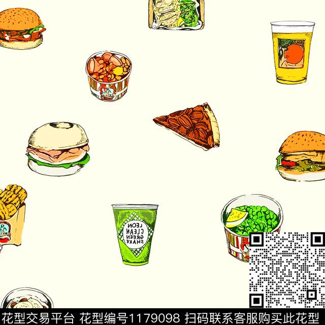 涂鸦食物趣味数码印花华亿平台下载（图片编号: 1179098） - 瓦栏（Walan）