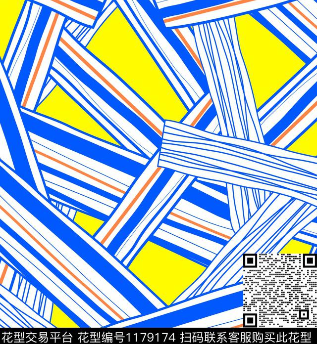 几何潮牌条纹数码印花华亿平台下载（图片编号: 1179174） - 瓦栏（Walan）