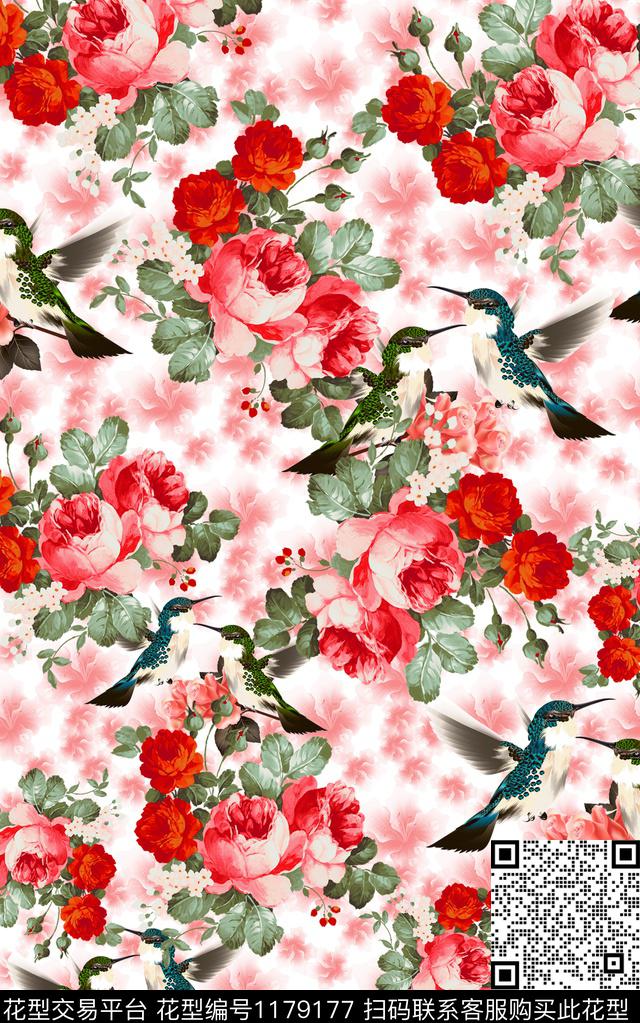 女装花鸟花卉数码印花华亿平台下载（图片编号: 1179177） - 瓦栏（Walan）