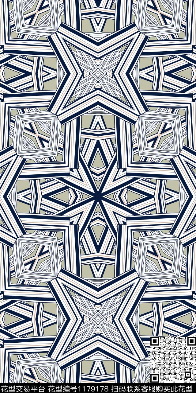 几何线条民族风数码印花华亿平台下载（图片编号: 1179178） - 瓦栏（Walan）