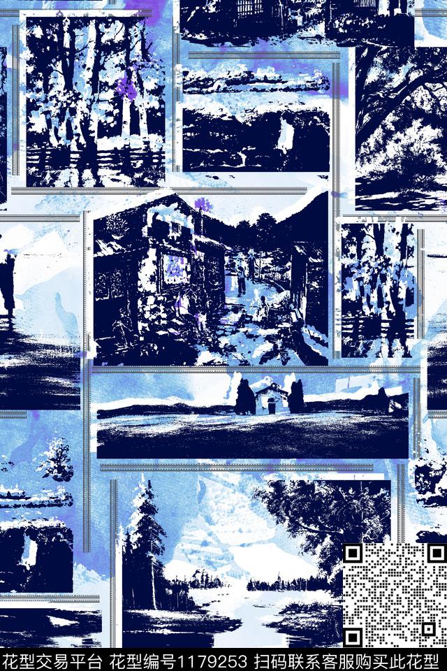 抽象大牌风素雅数码印花华亿平台下载（图片编号: 1179253） - 瓦栏（Walan）