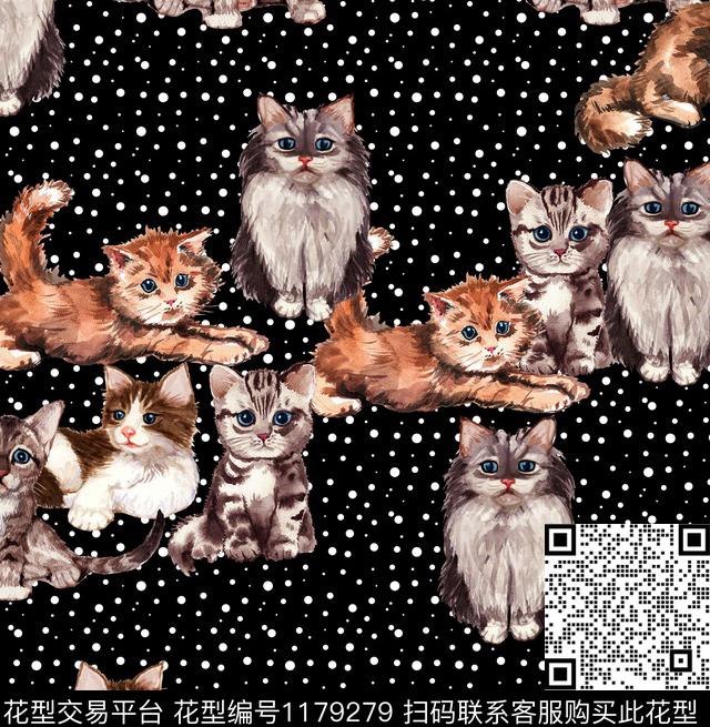 大牌风可爱猫数码印花华亿平台下载（图片编号: 1179279） - 瓦栏（Walan）