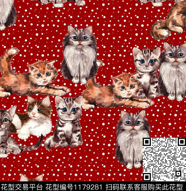 大牌风可爱猫数码印花华亿平台下载（图片编号: 1179281） - 瓦栏（Walan）