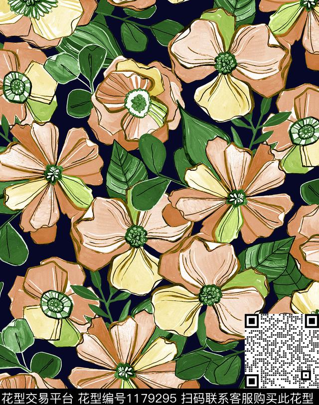 百合郁金香大牌风数码印花华亿平台下载（图片编号: 1179295） - 瓦栏（Walan）