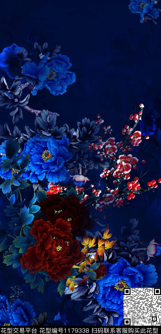 数码华亿平台中国风定位花中老年数码印花华亿平台下载（图片编号: 1179338） - 瓦栏（Walan）