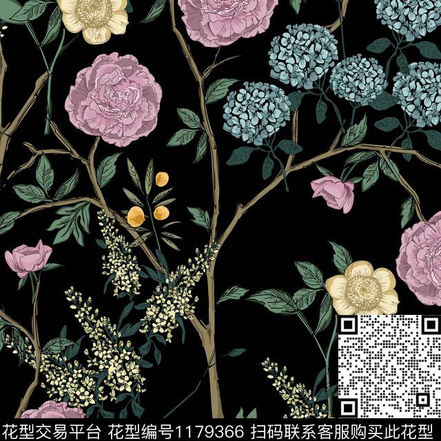 抽象大牌风小碎花数码印花华亿平台下载（图片编号: 1179366） - 瓦栏（Walan）