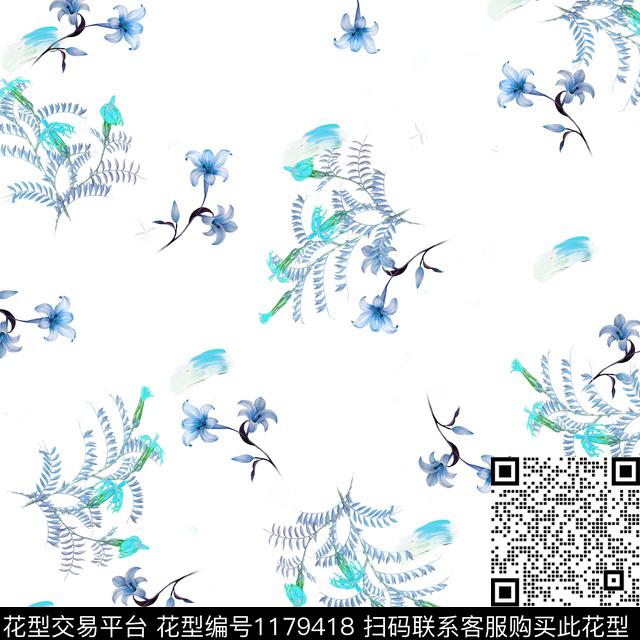 春夏华亿平台笔触数码印花华亿平台下载（图片编号: 1179418） - 瓦栏（Walan）