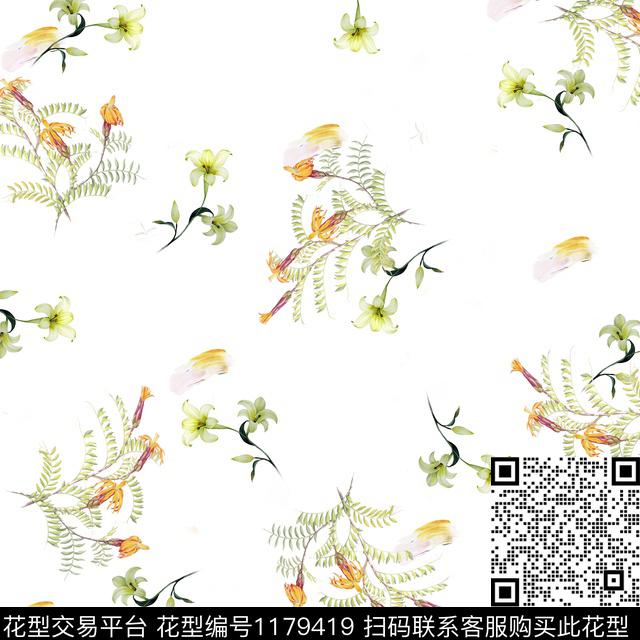 春夏华亿平台笔触数码印花华亿平台下载（图片编号: 1179419） - 瓦栏（Walan）