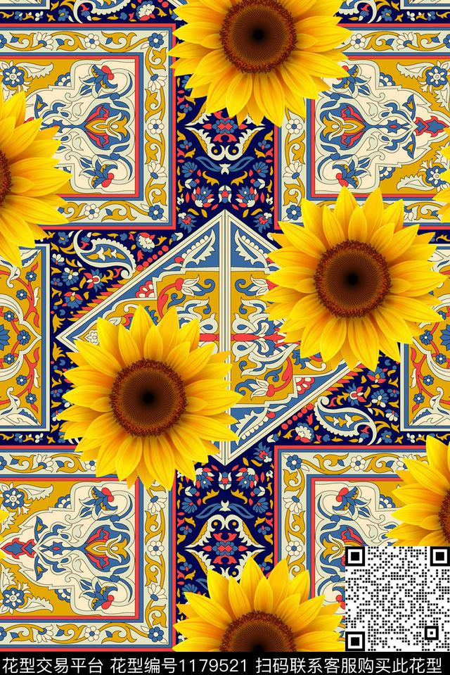 花卉清爽高端数码印花华亿平台下载（图片编号: 1179521） - 瓦栏（Walan）