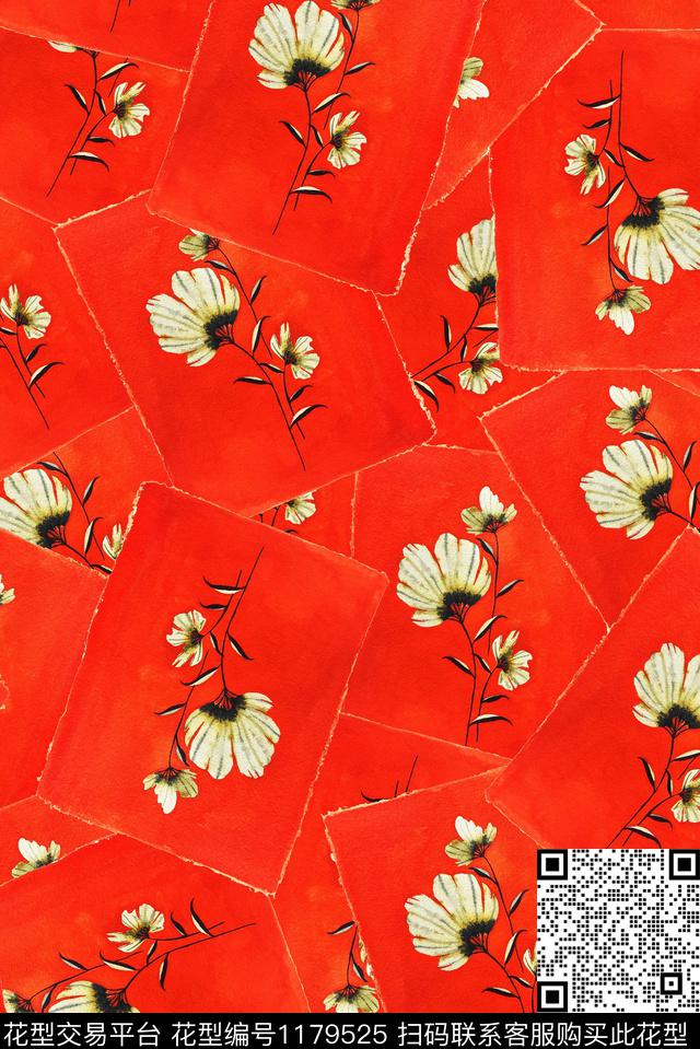 花卉清爽高端数码印花华亿平台下载（图片编号: 1179525） - 瓦栏（Walan）