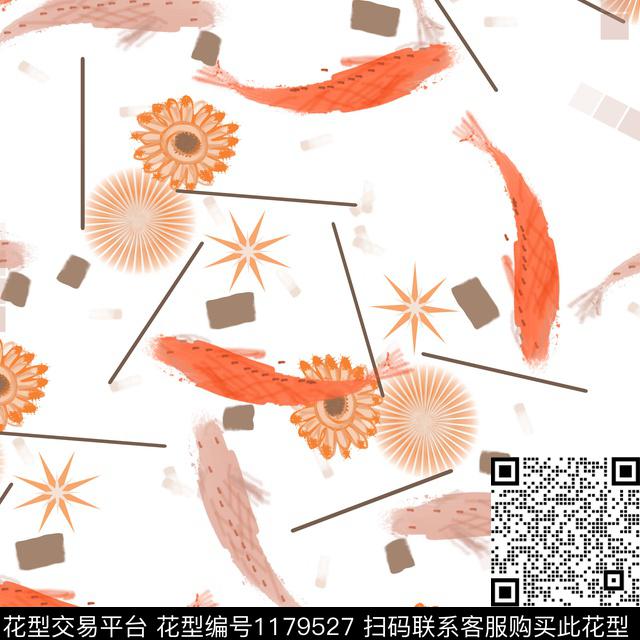 抽象格子花卉数码印花华亿平台下载（图片编号: 1179527） - 瓦栏（Walan）