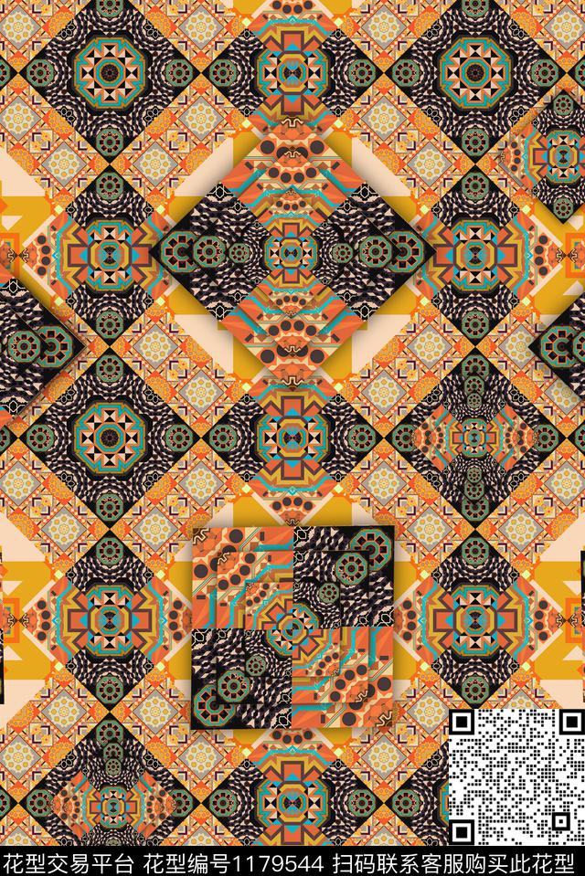 时尚深圳混合拼接数码印花华亿平台下载（图片编号: 1179544） - 瓦栏（Walan）